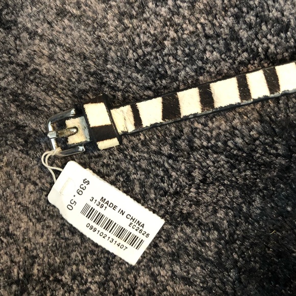NWT J. Crew Factory Zebra Hair Calf Skinny Belt - Picture 3 of 7